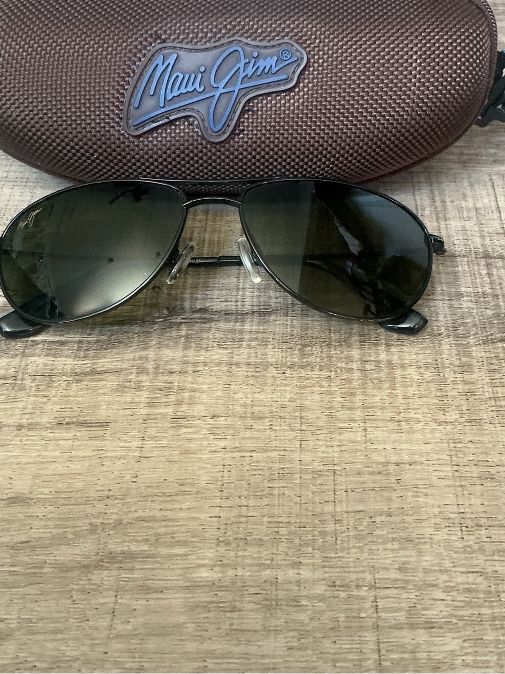 Maui Jim Black Aviator Sunglasses with Brown Case 56mm - Picture 2 of 11